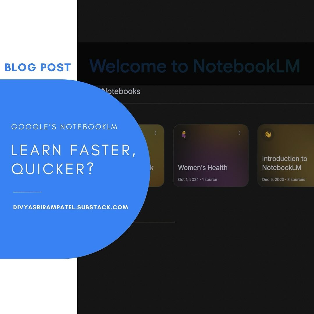 Can Google’s new AI tool help me learn faster? Testing it out with my latest deep dive into FemTech 🚀📚
DIVYASRIRAMPATEL.SUBSTACK.COM
#AI #FemTech #research #blog #tech #science #womenshealth #women