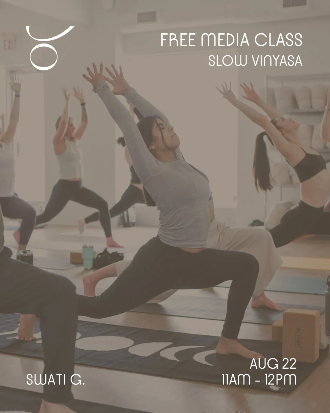 FREE MEDIA CLASS 
Join us on Saturday Aug 22
11am - 12pm
Slow Vinyasa with @healingwithswati_ 
🍃
Booking now open through the OC App or Mindbody
🍃
Note: photography will be taken in this class for marketing purposes. Photography will be available t