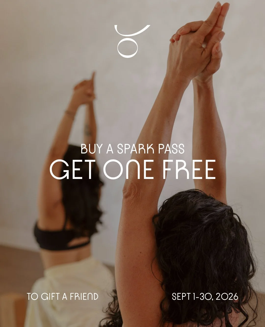 One month of unlimited classes for you + a friend. 🤍⁠
⁠
For a limited time, purchase a Spark Pass and gift a second one to someone you'd love to practice alongside, on us.⁠
⁠
Whether it's your best friend, sibling, partner, or coworker, build a new 