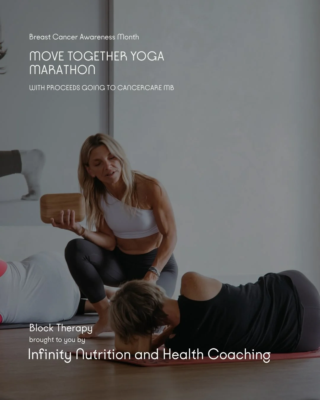 SPONSOR ANNOUNCEMENT:
🩷
Infinity Nutrition and Health Coaching (@winnipeghealthcoaching) brings you&hellip;.
Block Therapy w/ Kelly Jones (@kellyjoneswellness)
12:15pm-1:15pm on October 25th
as part of the MOVE TOGETHER YOGA MARATHON
in support of B