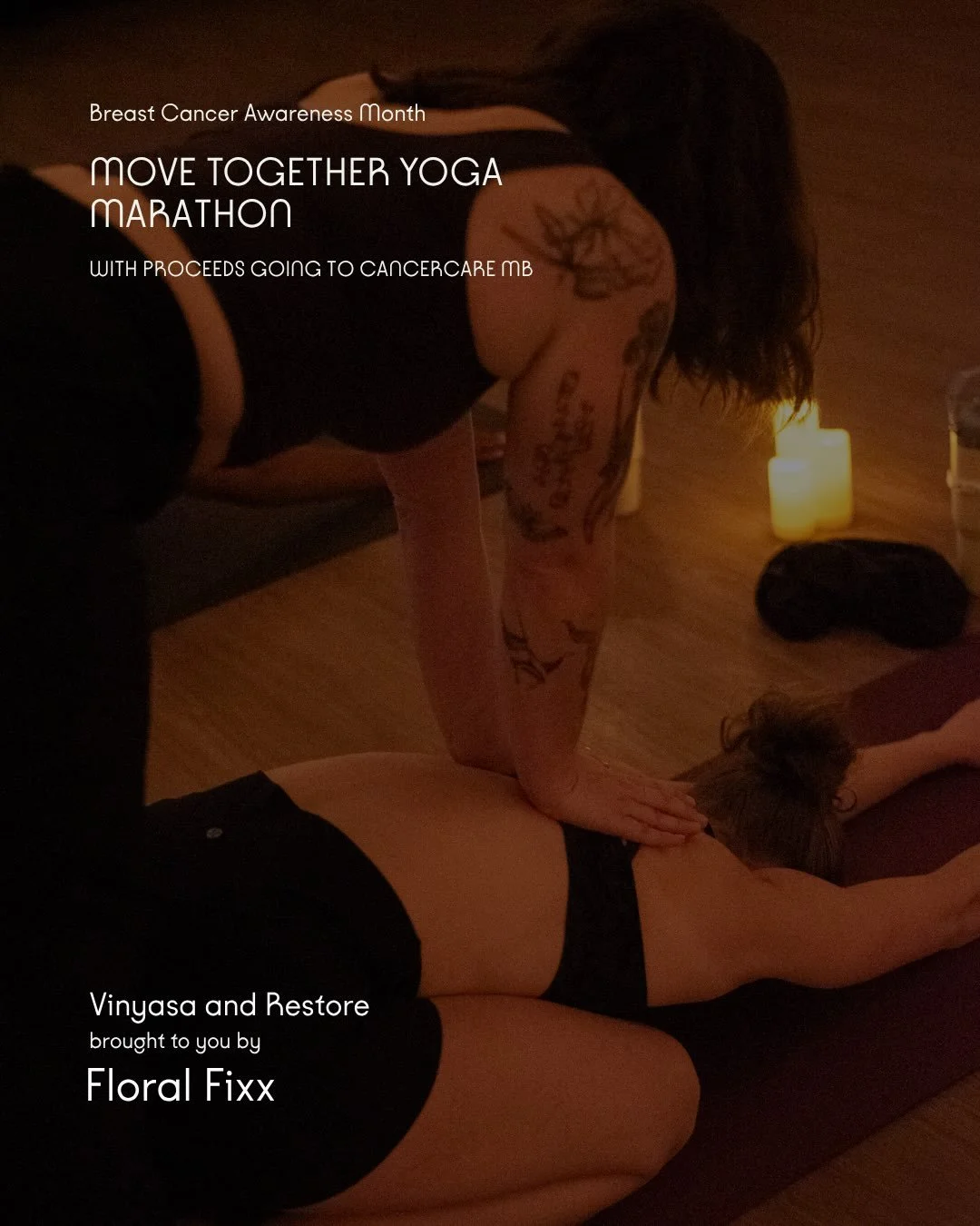 SPONSOR ANNOUNCEMENT:
🩷
Floral Fixx (@thefloralfixx) brings you&hellip;.
Vinyasa + Restore w. Sav (@savannahginter)
5:45pm-6:45pm on October 25th
as part of the MOVE TOGETHER YOGA MARATHON
in support of Breast Cancer Awareness Month.
🩷
9 classes
1 