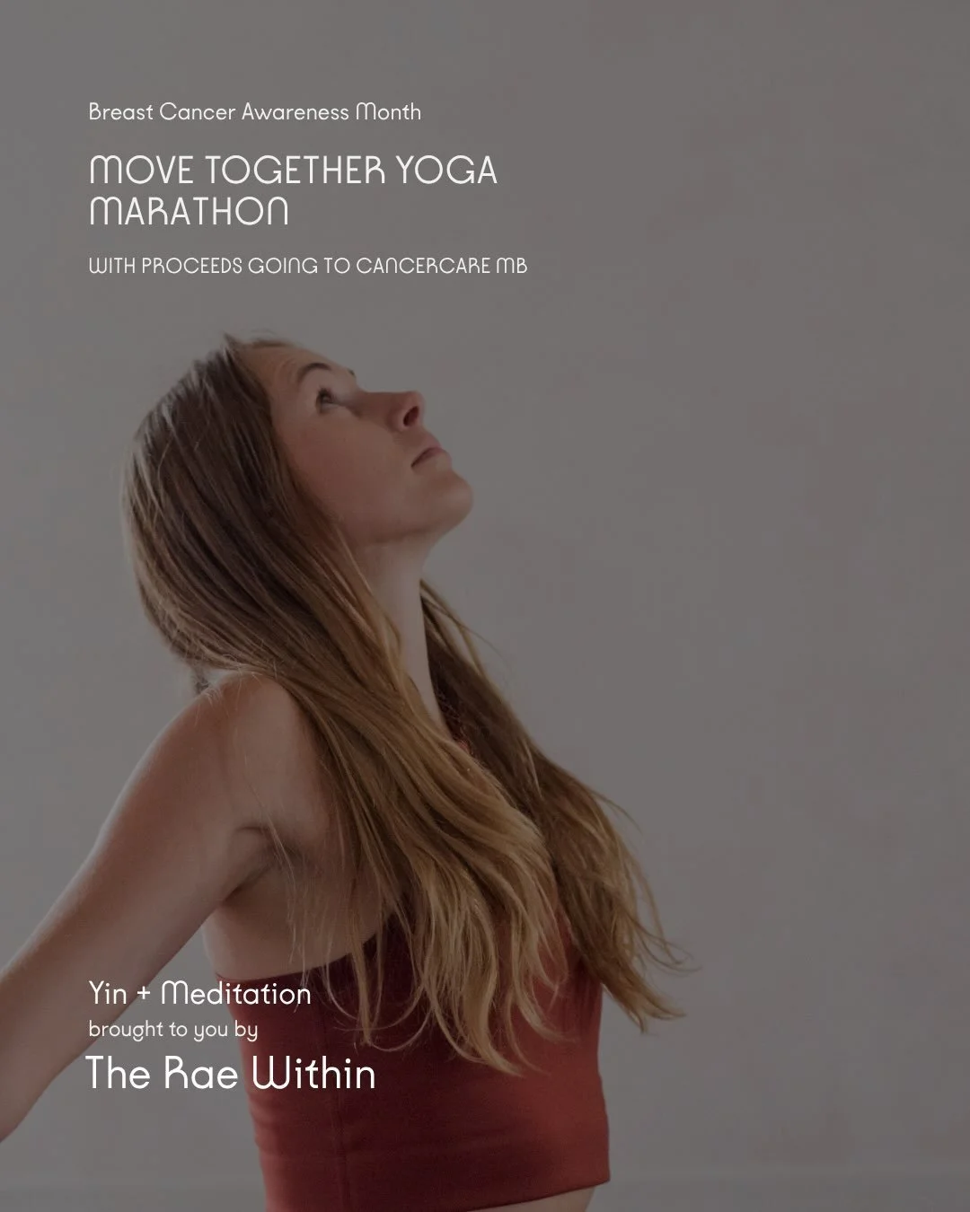 SPONSOR ANNOUNCEMENT:
🩷
Candace Rae | The Rae Within (@itscandacerae) brings you&hellip;.
Yin + Meditation w. Natascha (@natascha.west.massey)
3:15pm-4:15pm on October 25th
as part of the MOVE TOGETHER YOGA MARATHON
in support of Breast Cancer Aware