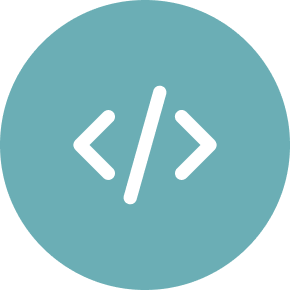 Light teal circle with code icon