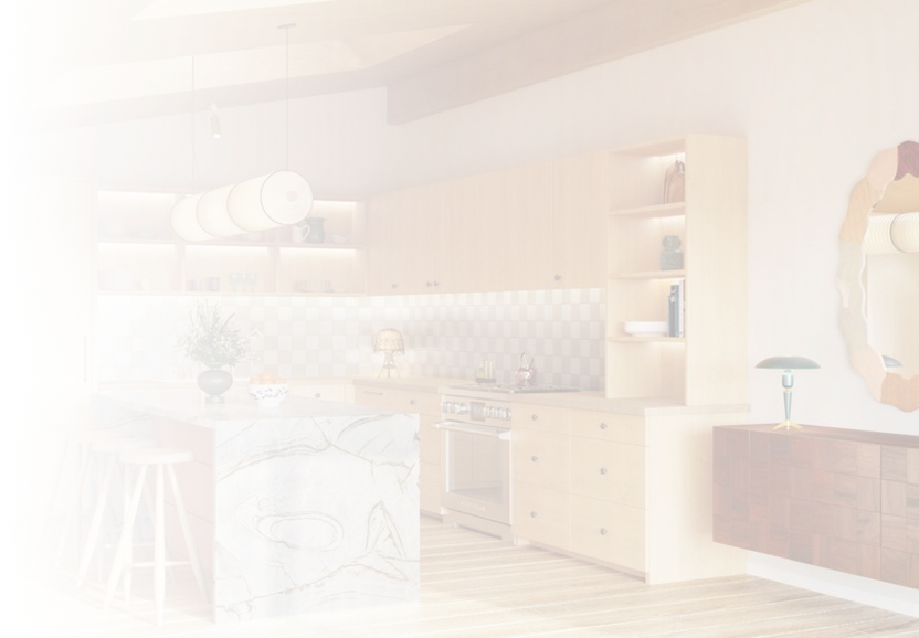 Parade of Homes background image of living room with white transparent overlay gradient