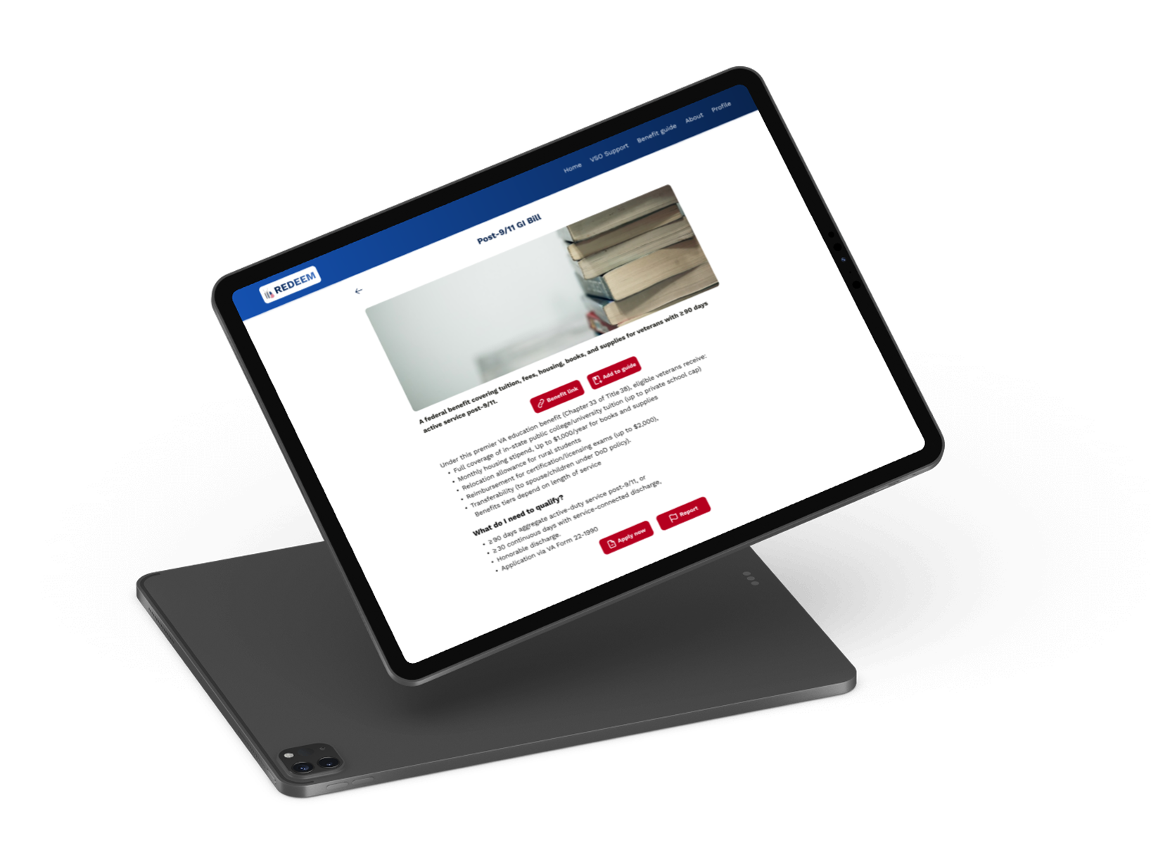 Redeem tablet mockup