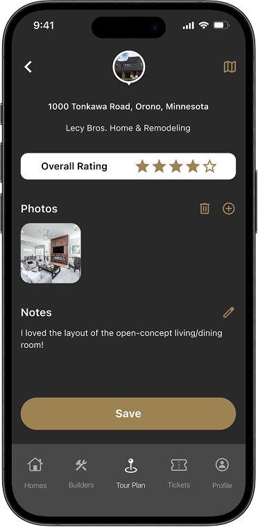 Artisan Home Tour app rate a home mockup