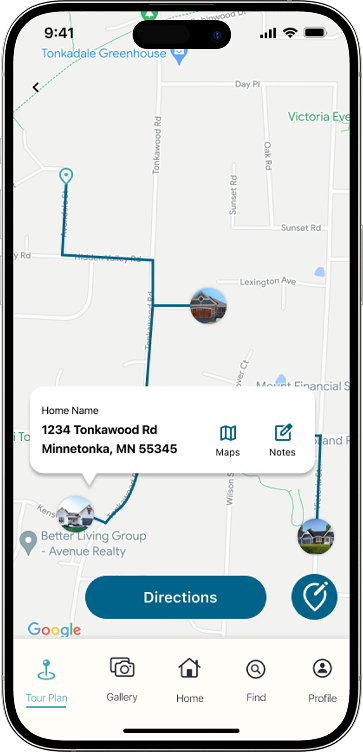 Parade of Homes app map mockup