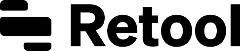 Retool logo with bold black text and a stylized icon resembling a right arrow or letter 'R' at the left.