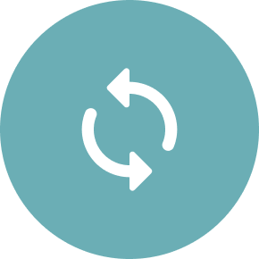 Light teal circle with loop icon