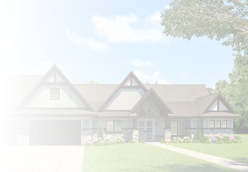 Parade of Homes background image of home with white transparent overlay gradient