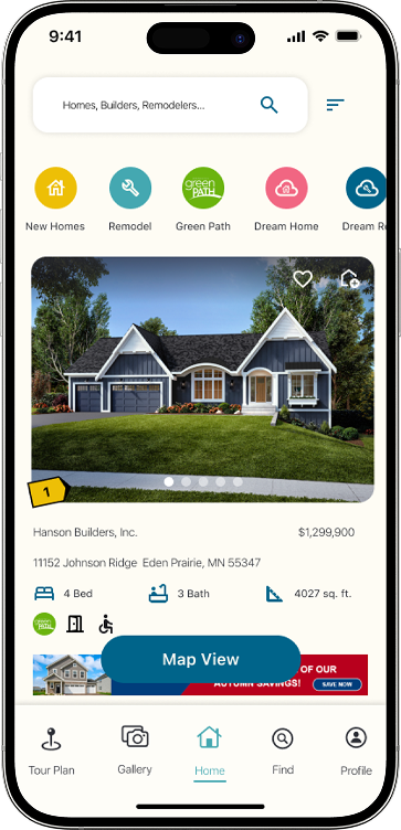 Parade of Homes app dashboard mockup
