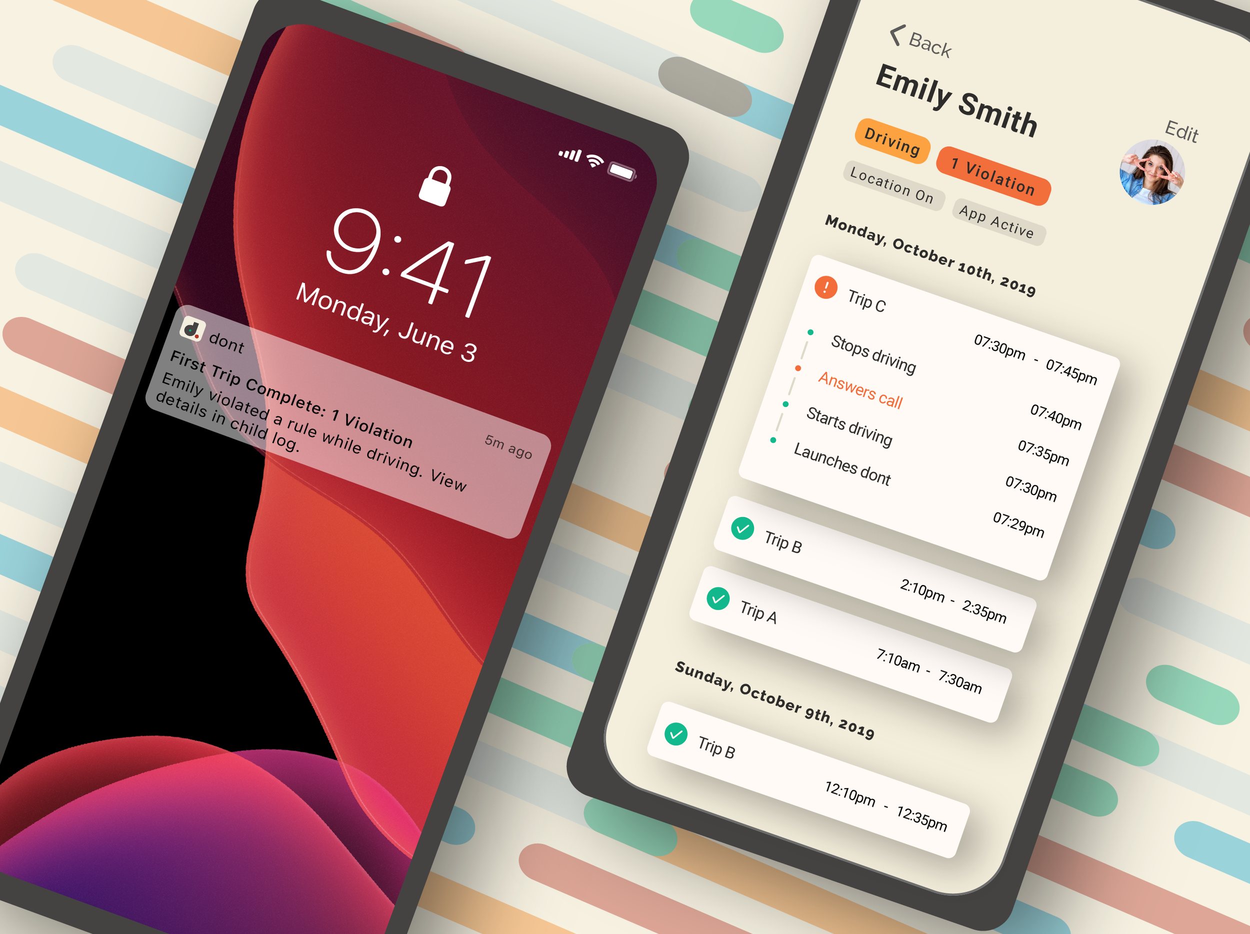 smartphone mock up for DONT app