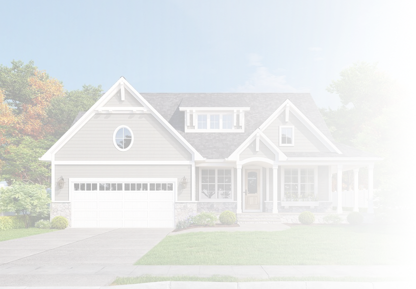 Parade of Homes background image of home with white transparent overlay gradient
