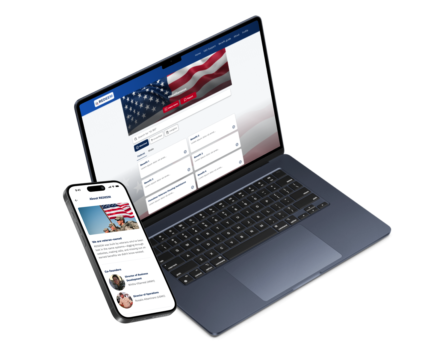 Redeem mobile and laptop mockups