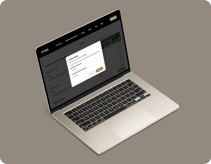 Artisan Home Tour macbook mockup with tan background