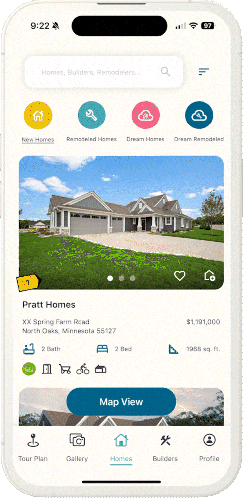 Parade of Homes app mockup animation
