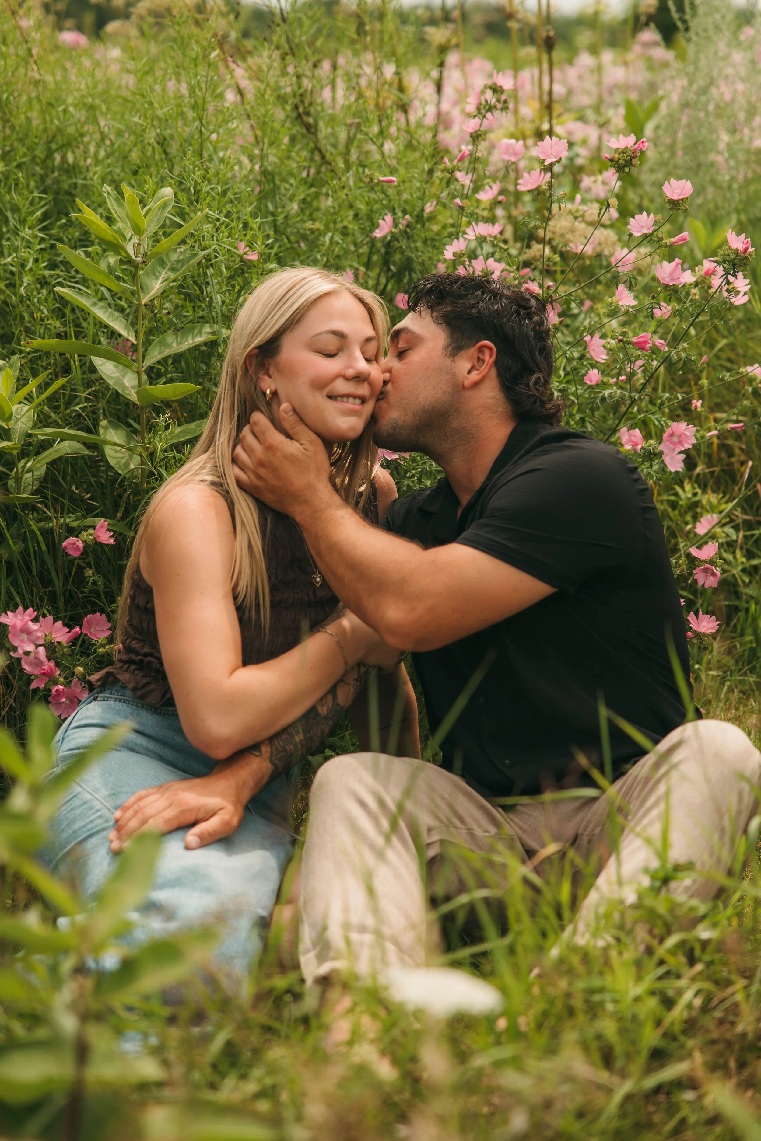 couple champs de fleurs
