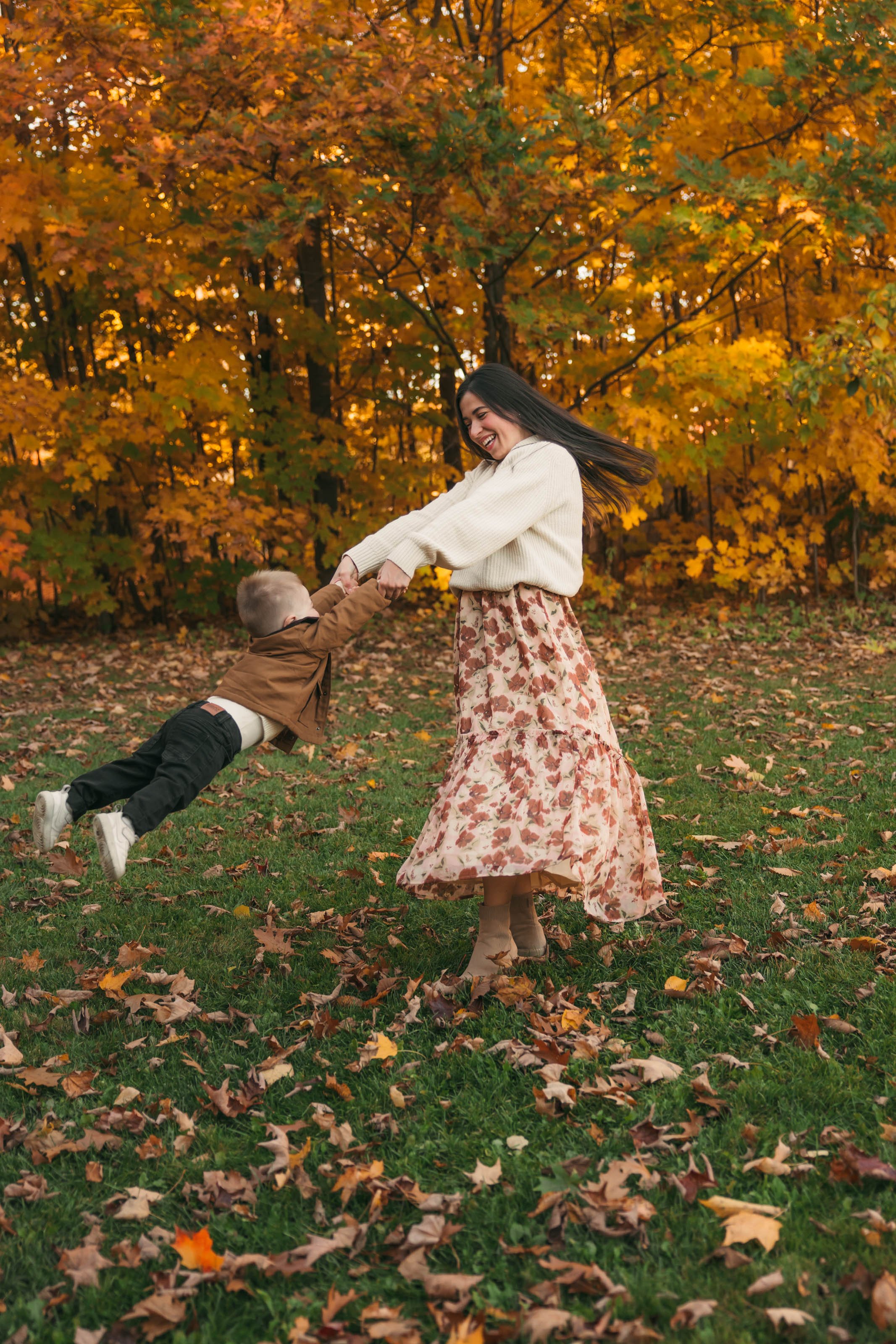 mère et fils automne