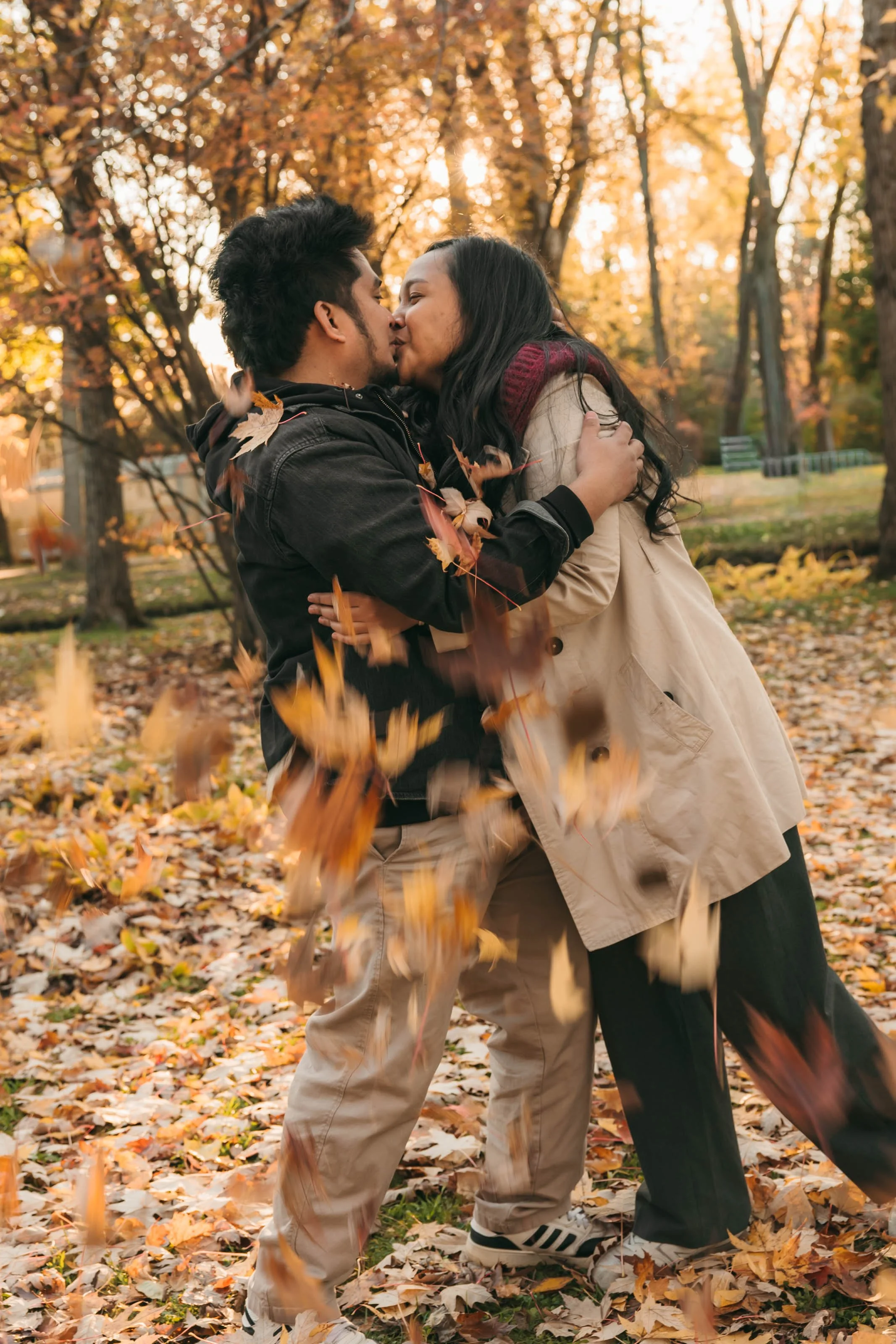 couple automne feuilles