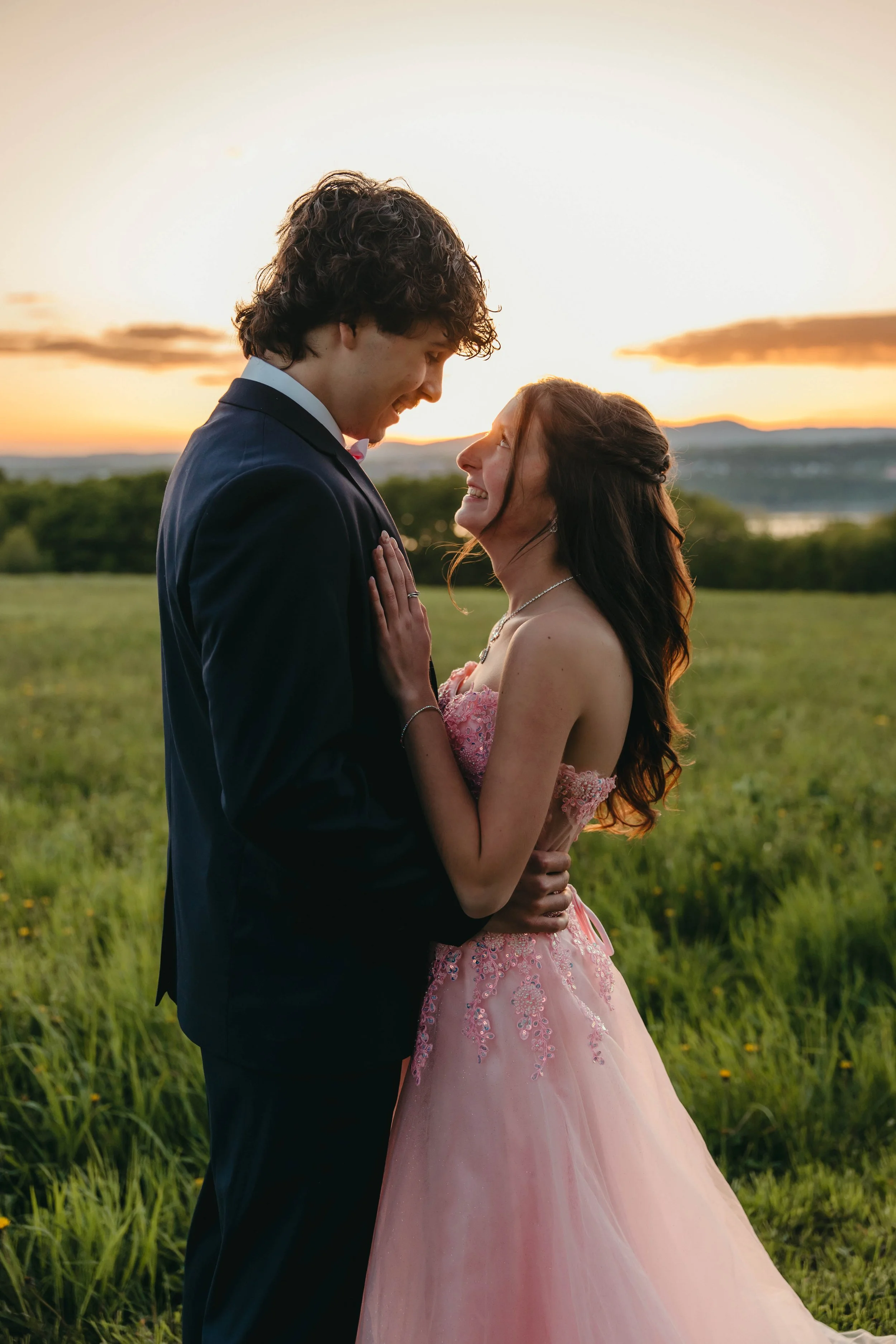 couple prom golden hour