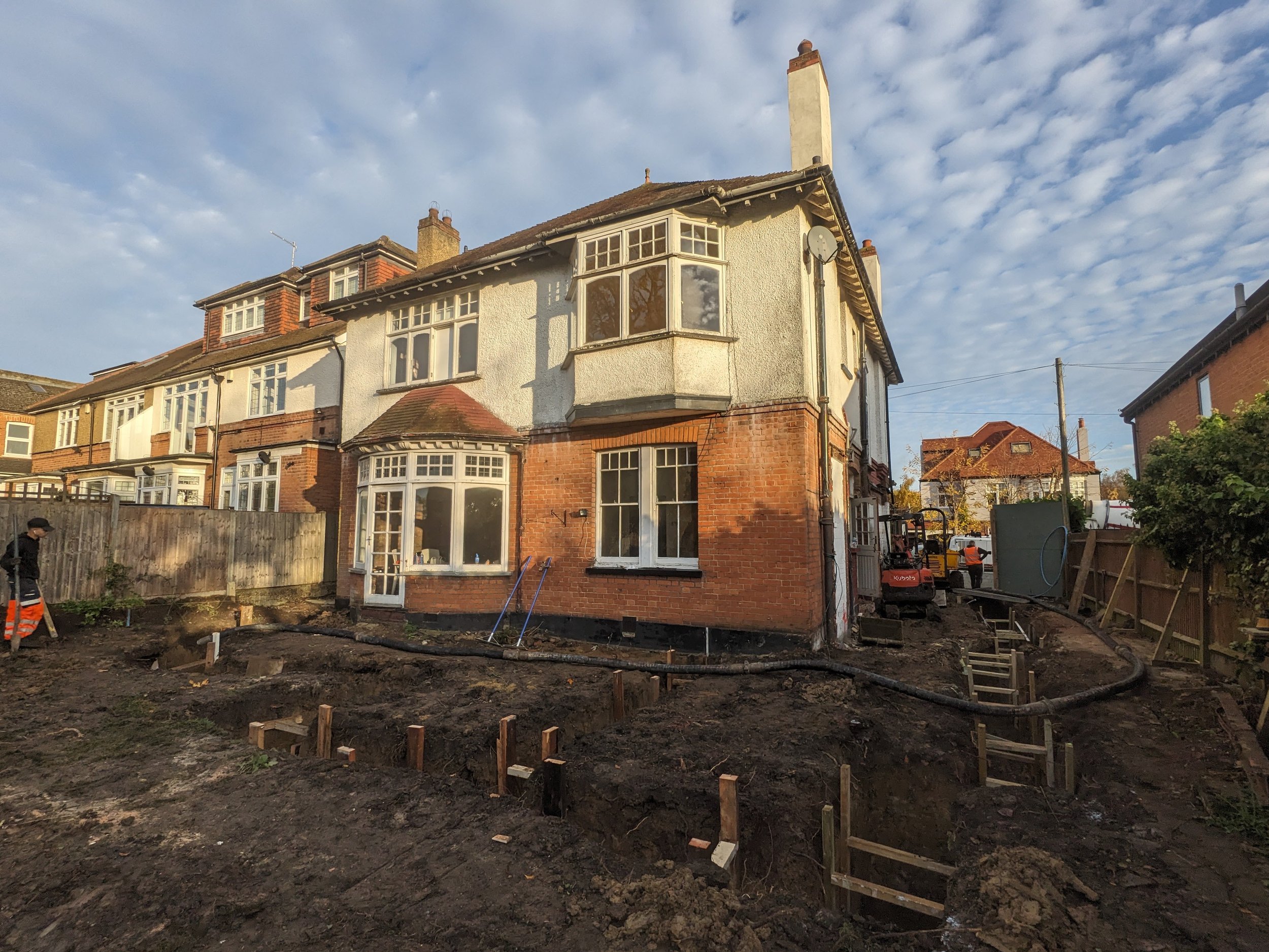 strip footings dug for large extension in chingford