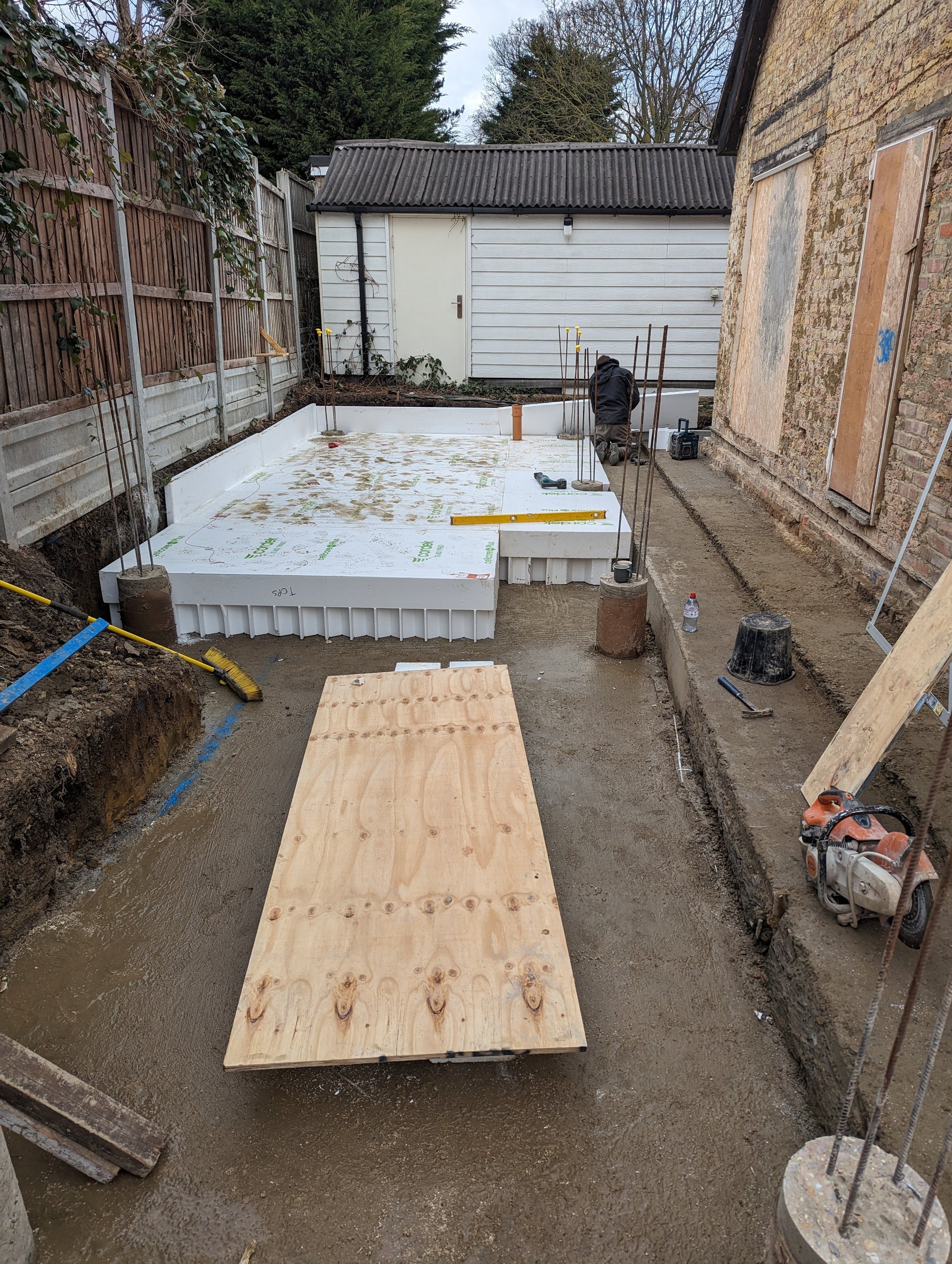 cellcorre plus insulation heave precaution piled raft slab extension chingford