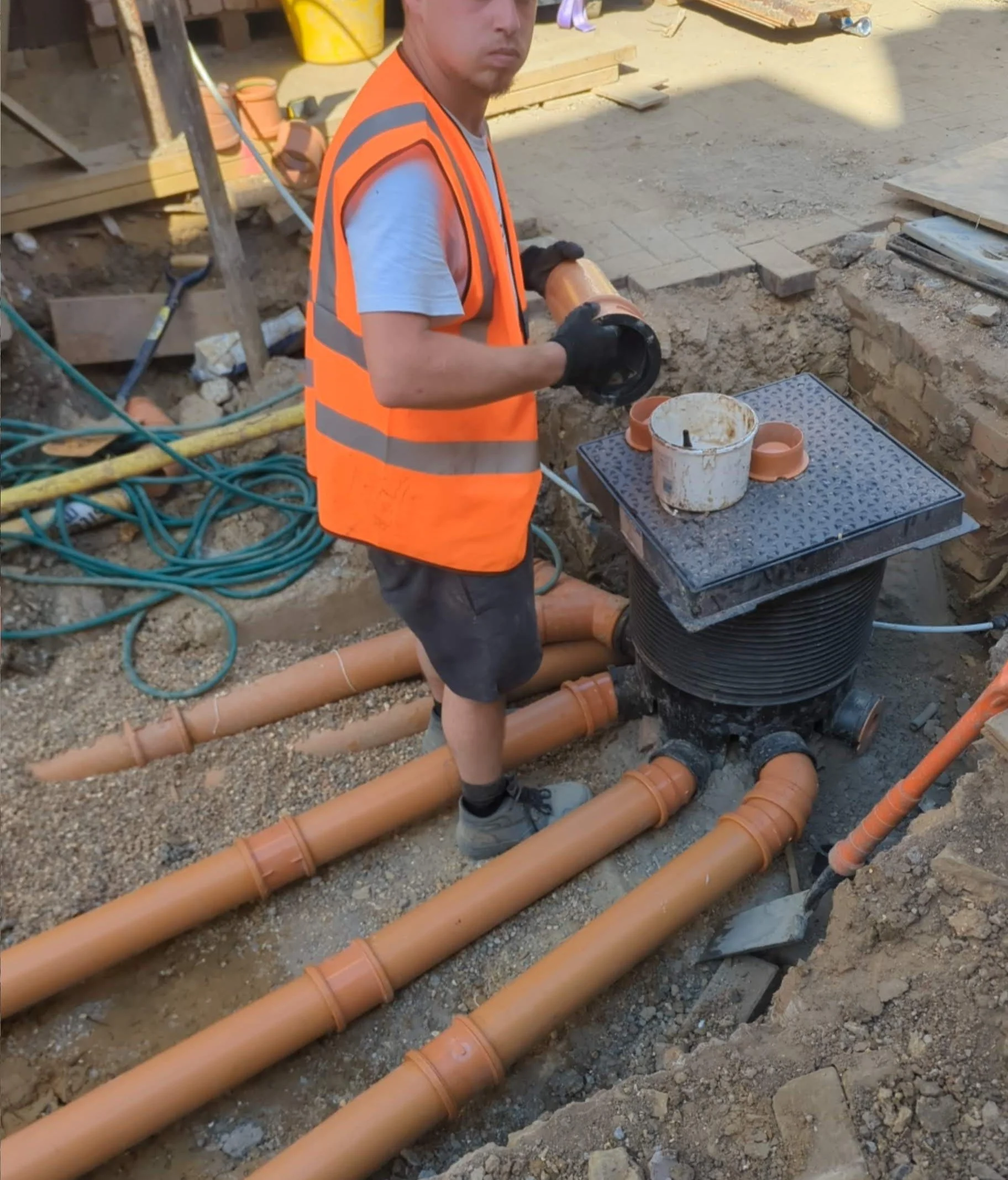 finchley extension new inspection chamber and incoming pipework