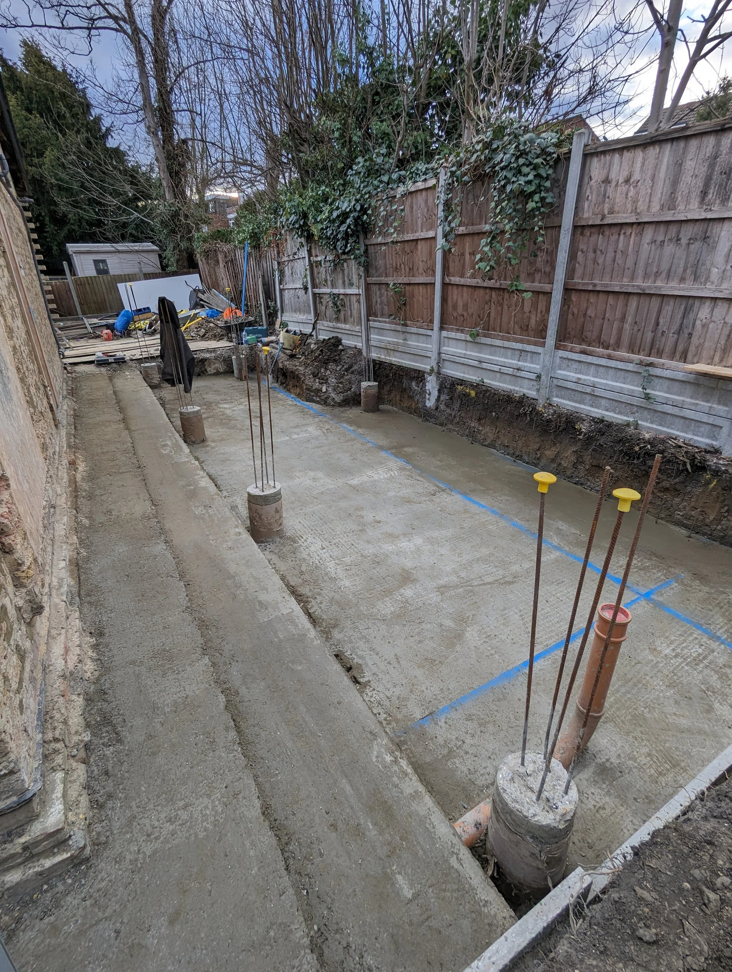 blinding piled raft slab extension chingford
