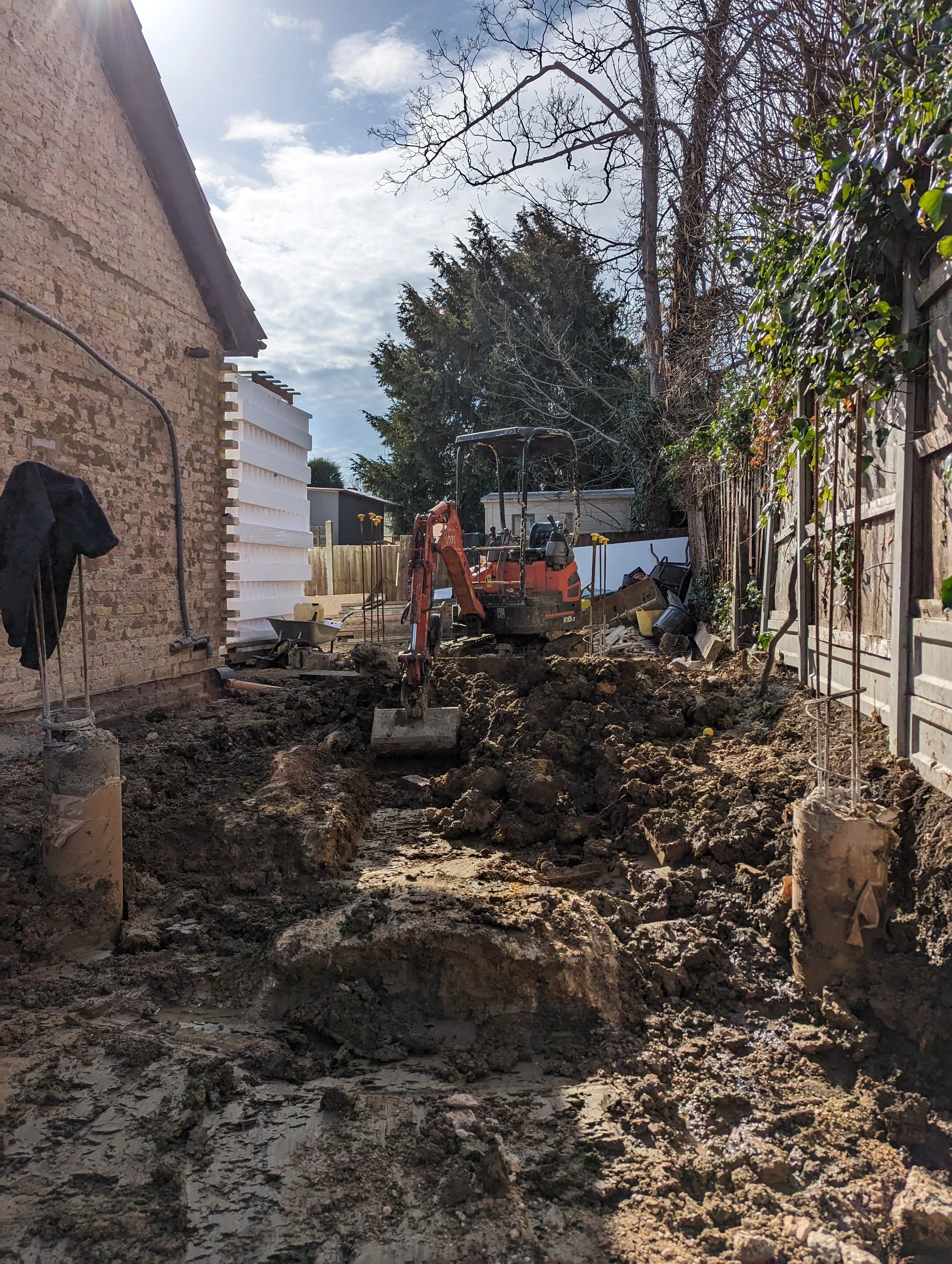 excavation piled raft slab extension chingford