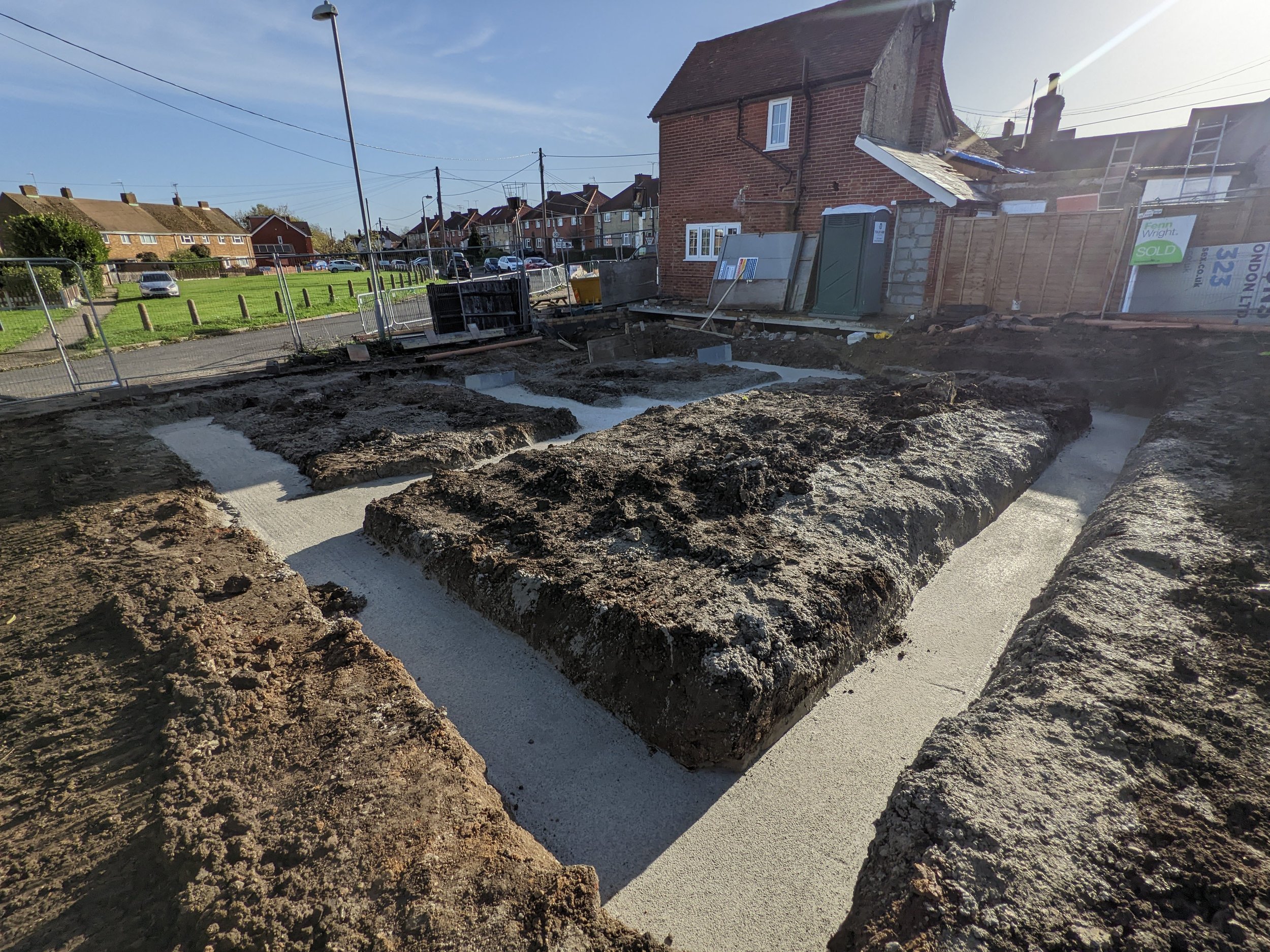 fresh concrete foundations for new build home in essex