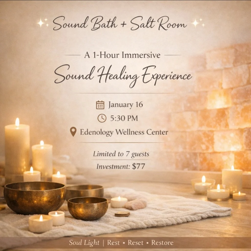 ✨ You&rsquo;re Invited: Sharay&rsquo;s Sound Healing Experience ✨

Step into a deeply restorative evening of sound, salt, and stillness.
On January 16th at 5:30pm, Sharay @soul_lightinsta will be guiding an intimate 1-hour immersive Sound Healing Exp
