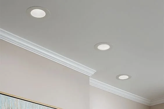 Recessed lighting setup in open-concept kitchen