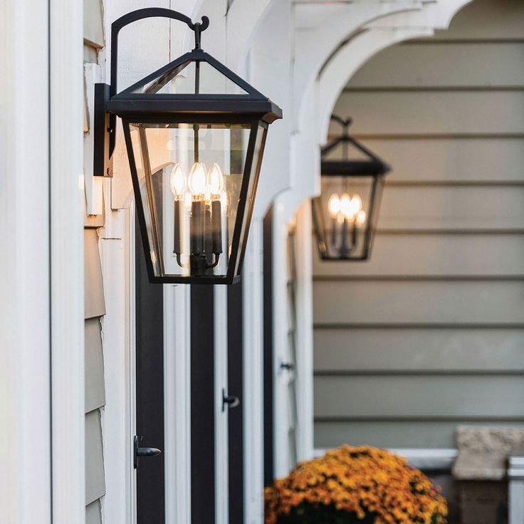 Metal outdoor lighting in upgraded outdoor living space