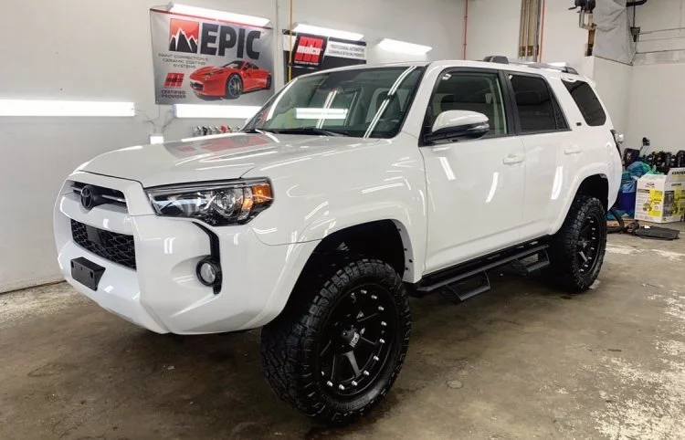 White Toyota 4Runner after detailing
