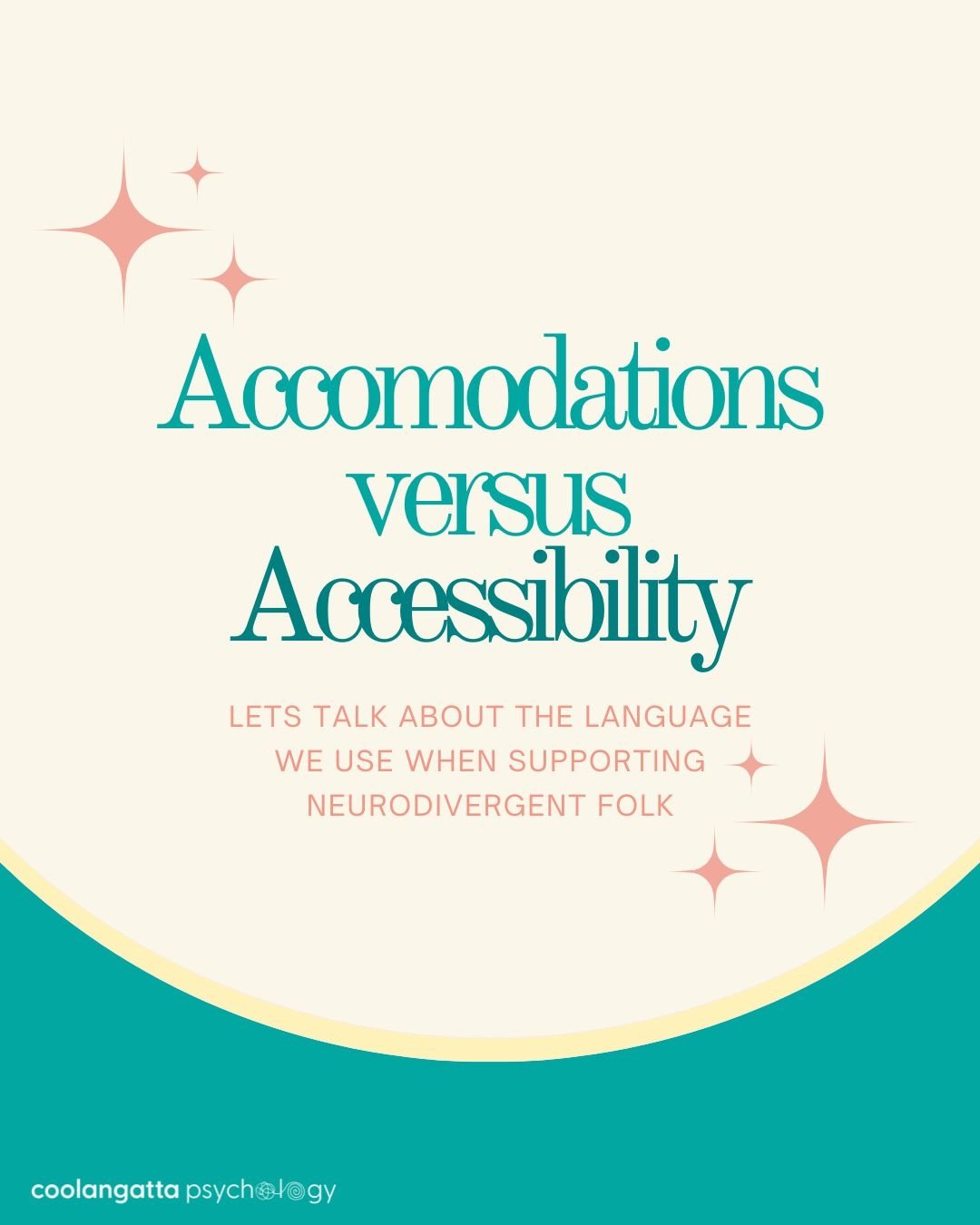 Someone shared this with me recently, and it really shifted my perspective.

We often talk about &ldquo;accommodations&rdquo; when supporting neurodivergent people &mdash; but accessibility is really what we mean. It&rsquo;s not about doing something