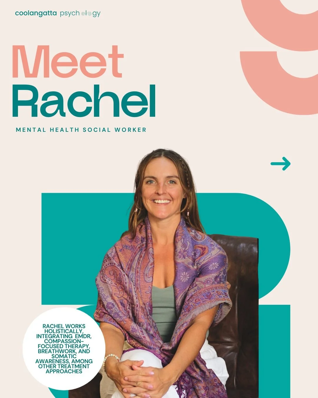 We are so excited to introduce you to Rachel 💛

Rachel is a Mental Health Social Worker who brings an integrative perspective to psychological care, drawing upon her education in psychology and social work. She takes a holistic approach, considering