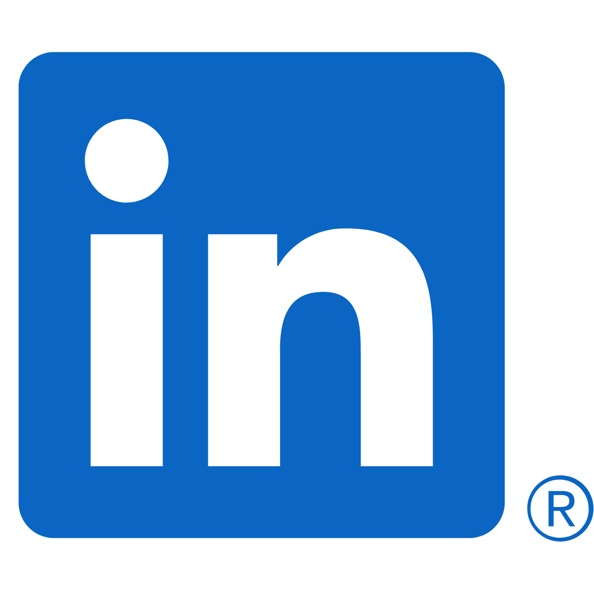 LinkedIn logo with blue background and black lowercase letters 'in'