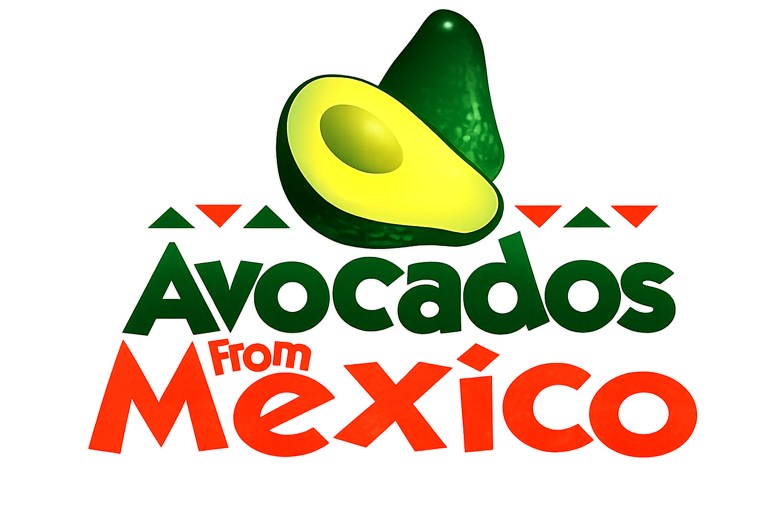 A colorful logo featuring a stylized avocado illustration above the words 'Avoados from Mexico' in bold green and red text.