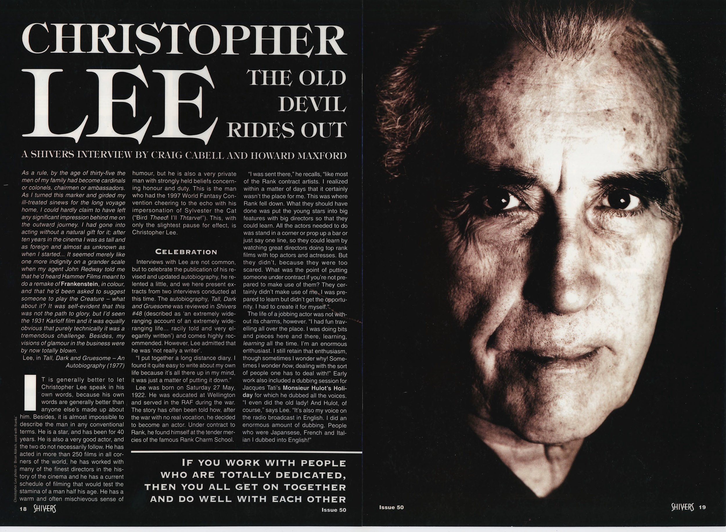 Christopher Lee , Shivers Magazine