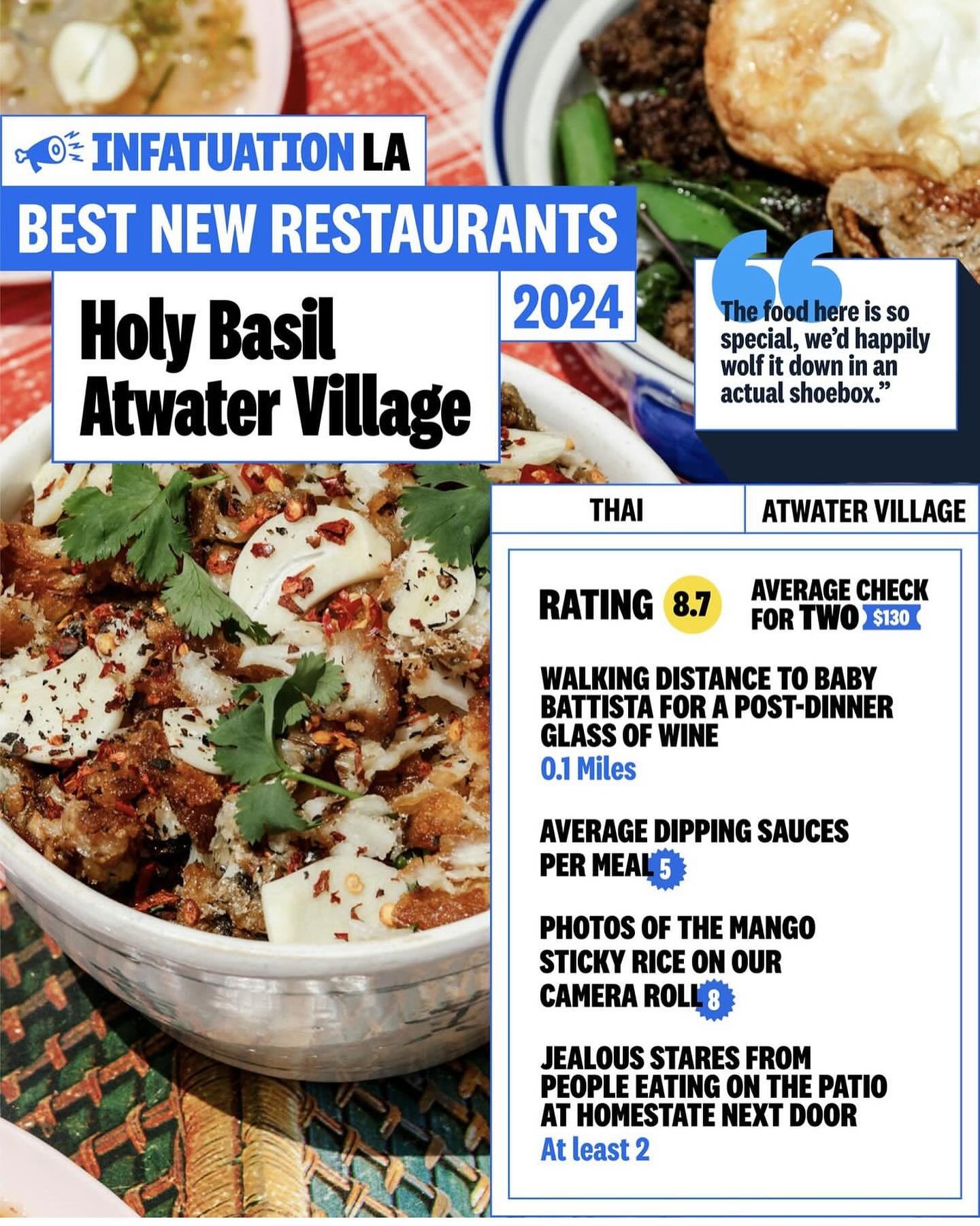 🙏❤️&zwj;🔥🙏 @infatuation_la 🙏❤️&zwj;🔥🙏 we will continue to pour our heart out ❤️&zwj;🔥🙏❤️&zwj;🔥 Such an exciting news for our team to see our restaurants grow and be recognized by LA. 🙏❤️&zwj;🔥 it&rsquo;s so great to our second location als