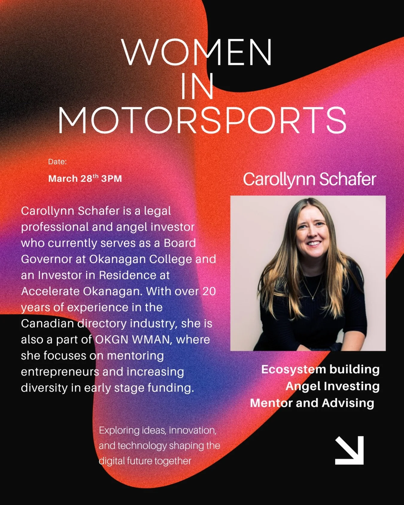 With over 20 years of experience in the tech and investment world, Carollynn is a powerhouse in ecosystem building and mentorship. Join us this Saturday at 3 PM, EME 1151, as she shares her insights on innovation, angel investing, and how we can cont