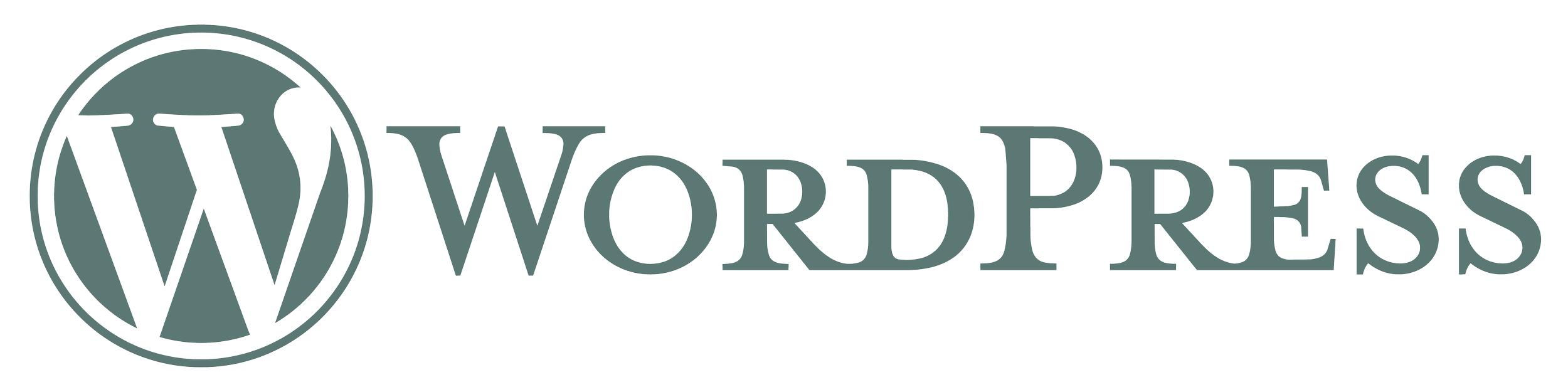 WordPress logo with a circle containing a stylized 'W' on the left and the word 'WordPress' to the right.