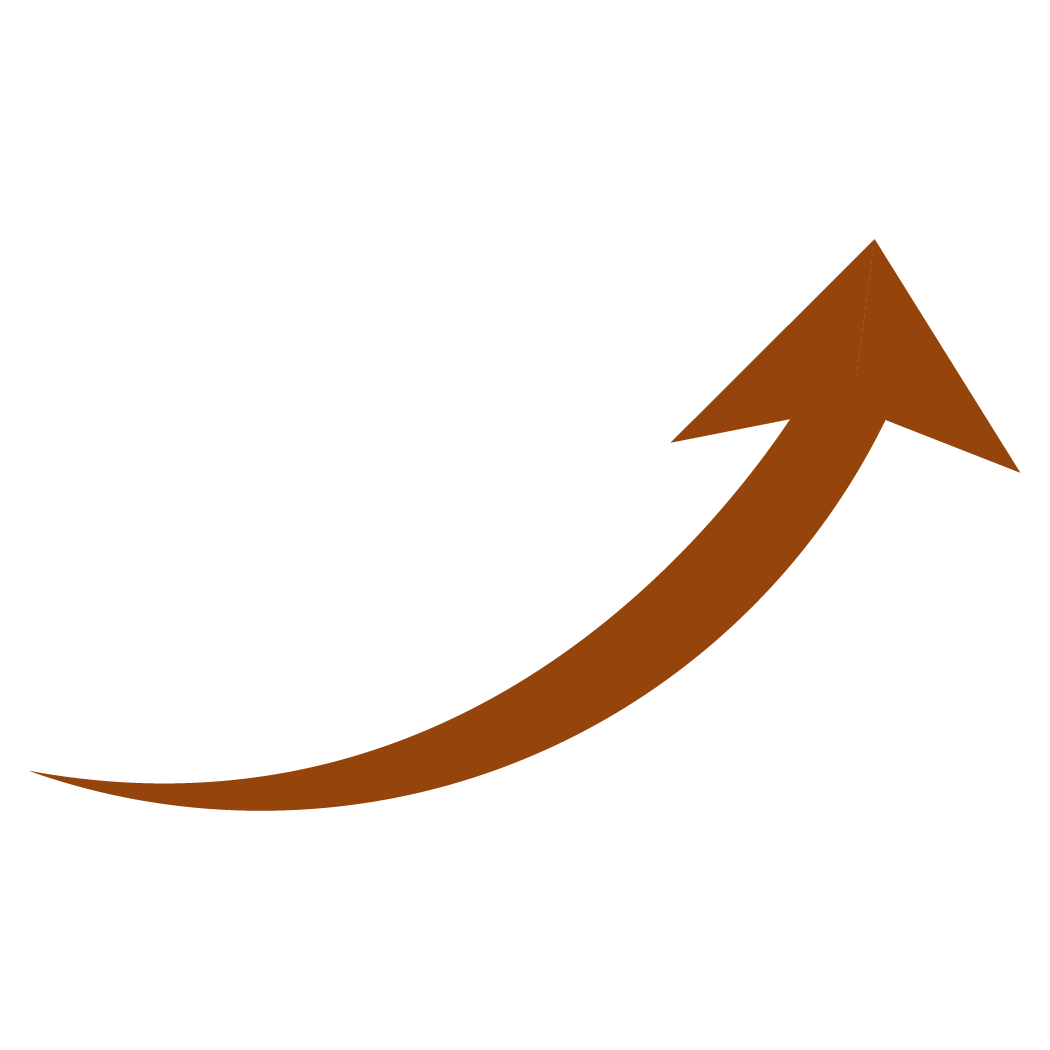 A black target with concentric circles and a large brown arrow pointing upward and to the right.
