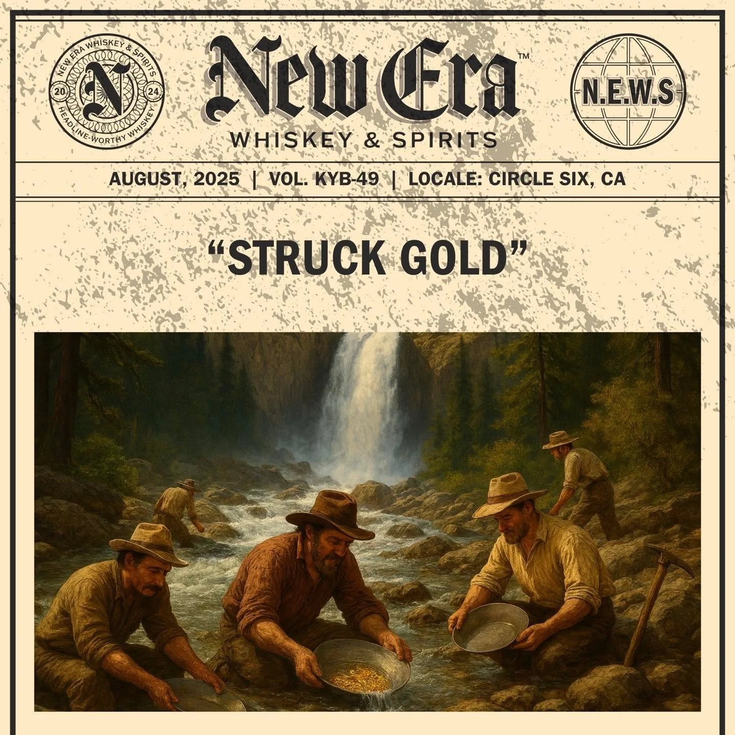 AUGUST, 2025 | VOL. KYB-49 | LOCALE: CIRCLE SIX, CA

&ldquo;STRUCK GOLD&quot;

&bull;&bull;&bull;

#newerawhiskey #spreadthenews #headlineworthywhiskey #kentuckybourbon #kystraightbourbon #kybourbon #bourbon #whiskey #bourbonwhiskey #makeheadlines #s
