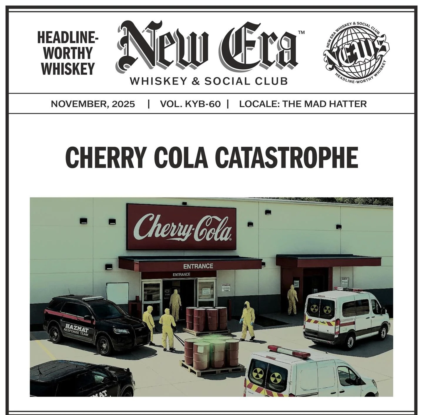 NOVEMBER, 2025 | VOL. KYB-60 | LOCALE: THE MAD HATTER

&ldquo;CHERRY COLA CATASTROPHE&quot;

&bull;&bull;&bull;

#newerawhiskey #spreadthenews #headlineworthywhiskey #kentuckybourbon #kystraightbourbon #kybourbon #bourbon #whiskey #bourbonwhiskey #ma