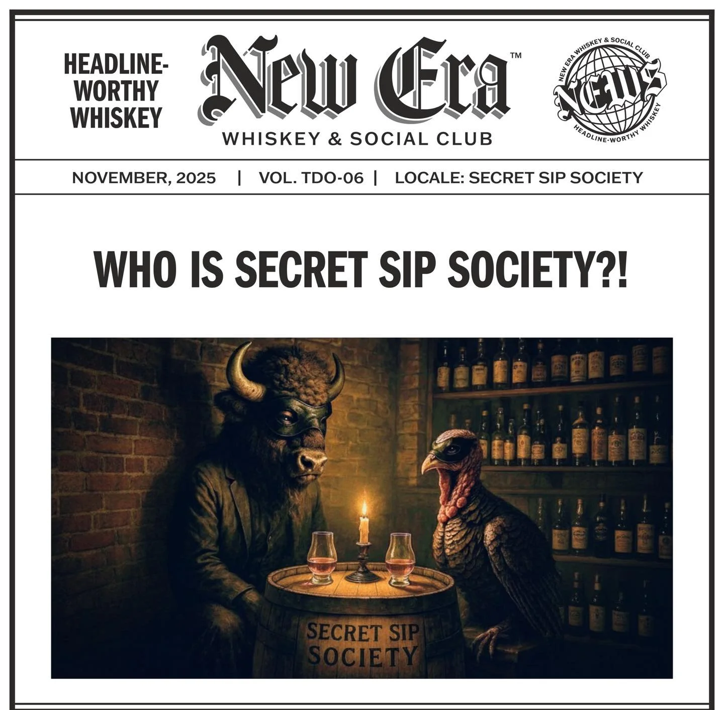 NOVEMBER, 2025 | VOL. TDO-06 | LOCALE: SECRET SIP SOCIETY

&ldquo;WHO IS SECRET SIP SOCIETY?!&quot;

&bull;&bull;&bull;

#newerawhiskey #spreadthenews #headlineworthywhiskey #kentuckybourbon #kystraightbourbon #kybourbon #bourbon #whiskey #bourbonwhi
