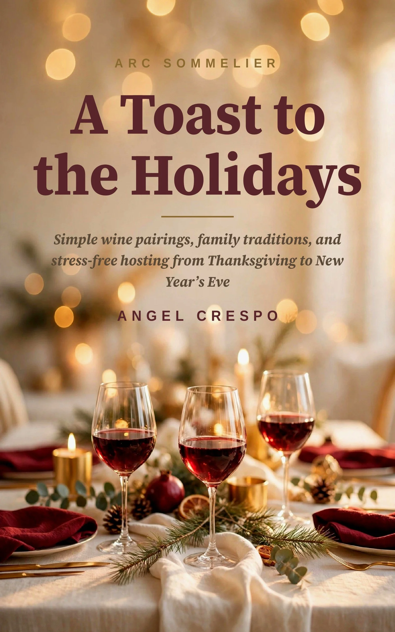Book cover of A Toast to the Holidays, a wine pairing guide by Angel Ramón Crespo