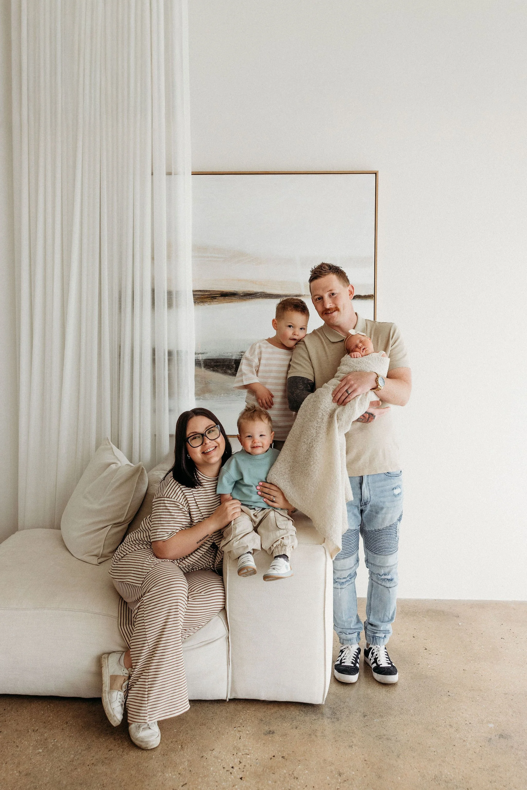 Jeffrey, Gemma and their children- George (3), James (2) and Penelope (newborn).