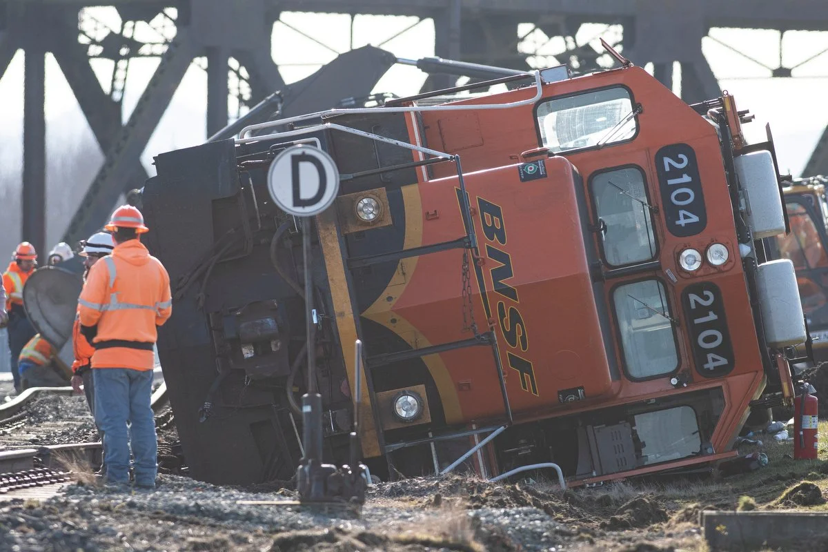  Two train engines and one other car derailed in the early hours of March 16 near the Swinomish Casino and Lodge. 
