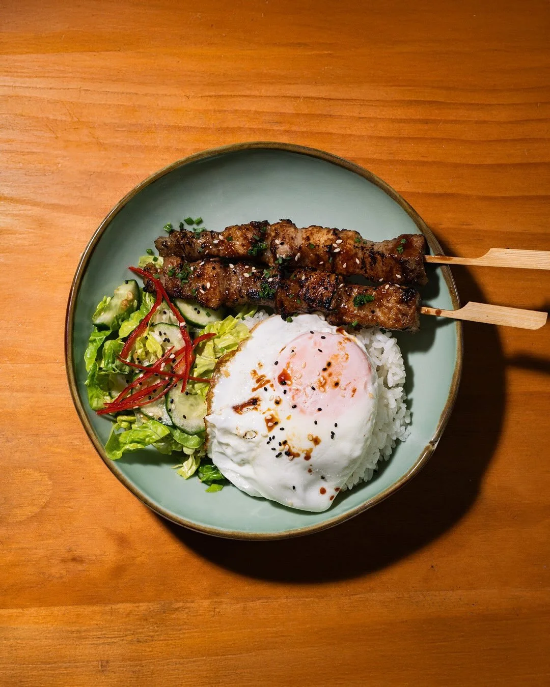 Lunch at Middle Child = short grain rice, fried egg, crisp romaine &amp; cucumber salad, and your pick of protein.

Grilled chicken thigh, basil &amp; lime chicken, pork belly, pork collar, or beef tenderloin.

Bowls that hit the spot, whichever way 